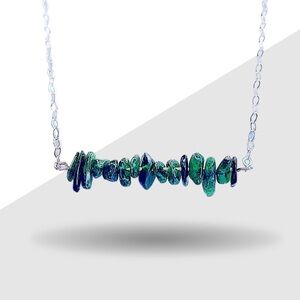 Sterling Silver and Green Chrome Beads Necklace 18” inches